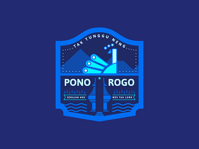 Star of Ponorogo badge blue indonesia mount mountain peacock ponorogo river star temple tree water