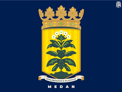 Netherlands Colony Badge 03 badge blue crown dutch emblem indonesia label medan medieval netherlands sign