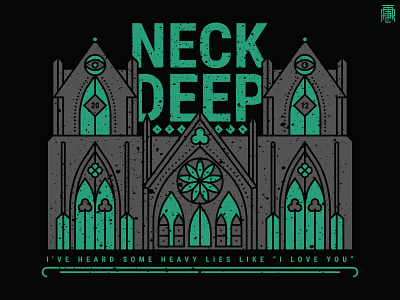 Neck Deep - Heavy Lies blue cathedral emo line lineart monoline neck deep outline pop punk tattoo thin tshirt design
