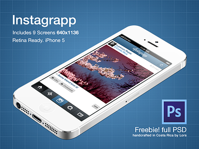 Instagrapp - Freebie PSD app apple free freebie friends instagram iphone maps psd retina ui ux