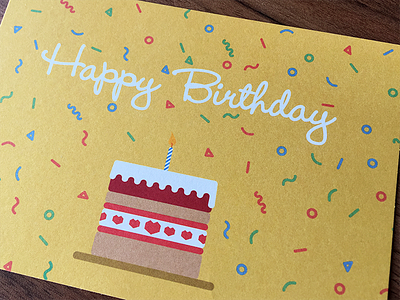 Happy Birthday Card birthday cake candle card colorful confetti flat happy sweet