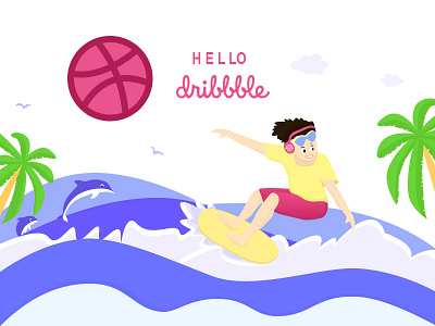 Hello Dribbble dribbble first hello illustration invites shot thanks