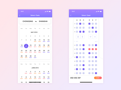 Ticket booking interface by Jessy on Dribbble