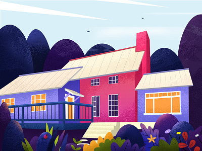 Back to nature air. animals color flowers fresh house illustration life nature silence trees