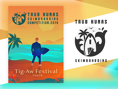 Taub Hunas Skimboarding Competition logo design poster poster design skimboarding surf