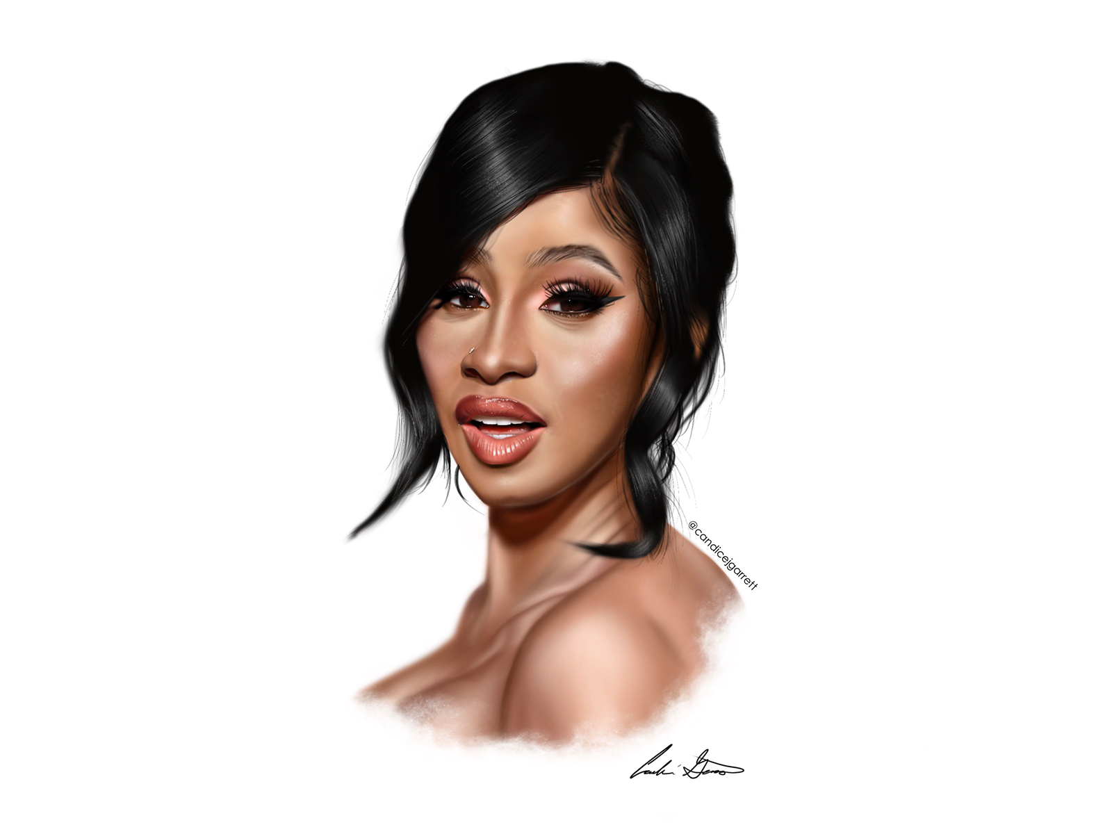 Cardi B Drawing How to draw cardi b step by step Bansos Png