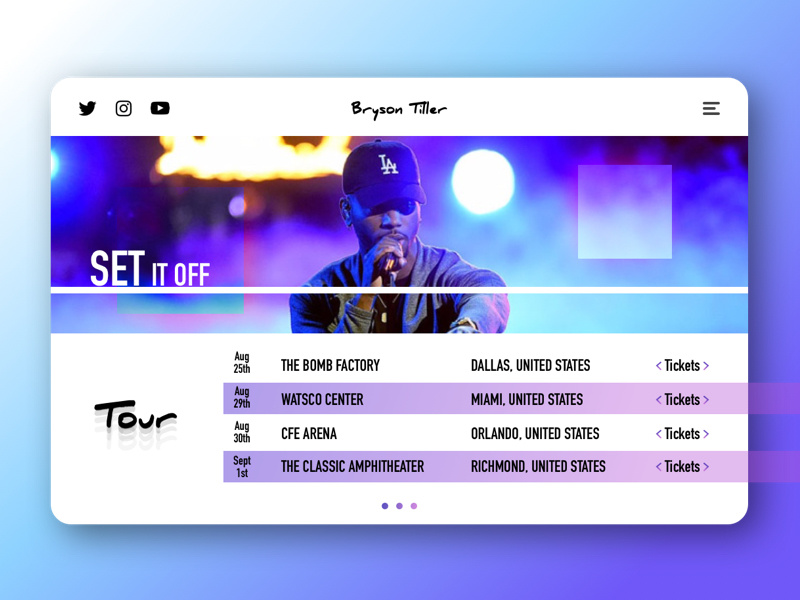 Set It Off design bryson tiller landing page branding ui