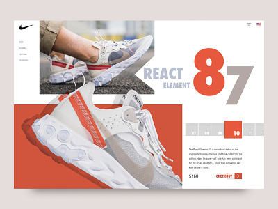 Nike React Element 87' design graphics illustration landingpage launch nike webdesign