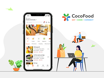 CocoFood Application app branding community design food app logo mobile app ui design