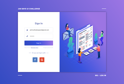 001 - Log In design illustration ui web