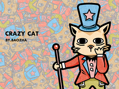 carzy cat design dool illustration