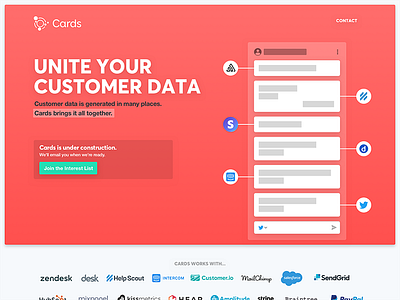 Cards landing page