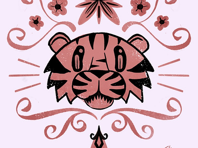 El Tigre animal character design digital flat illustration pop art