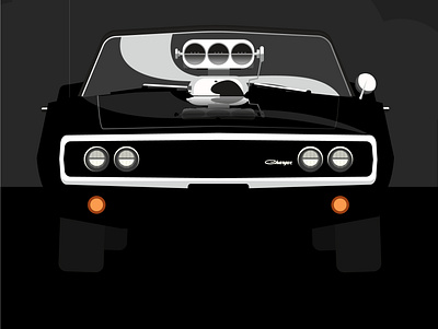 The Fast and the Furious Dom's Charger american cars design digital dodge film flat illustration movie muscle car pop art poster vector