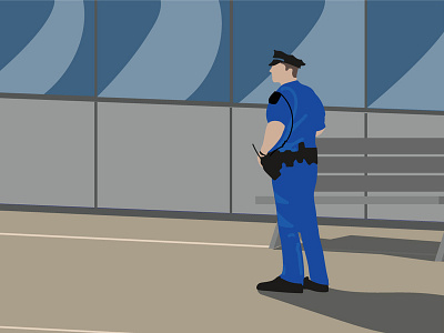 Walking a Beat character flat illustration policeman simple vector