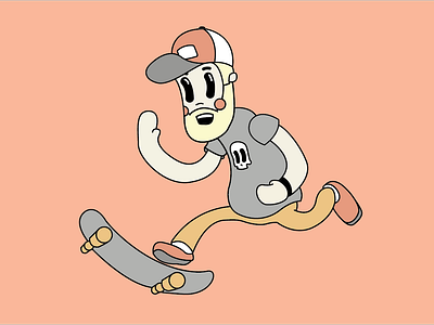 Push it character design flat illustration pop art skate vector