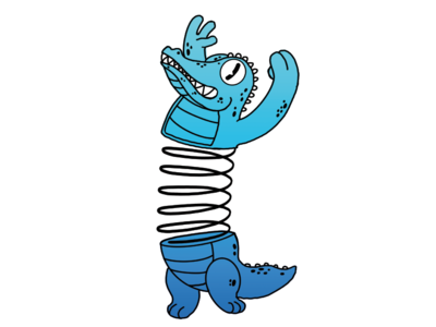 Slinky-croc animal character cute digital flat fun gradient illustration toy vector
