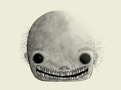 Creepy baby black and white character creative creepy cute digital illustration pencil