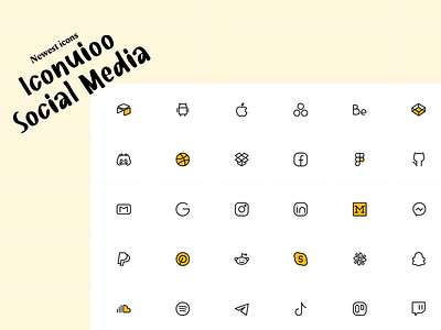 Social media and Brands - Iconuioo adobexd editable icons figma figma design figma icons icon icon pack icon set iconography icons icons pack iconset illustrator minimal icons sketch sketch design sketch icons social media stroke icons xd icons