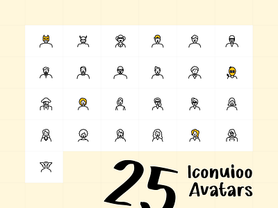 Avatars - Iconuioo adobexd design figma icon icon pack icon set iconography icons illustrator line icons sketch
