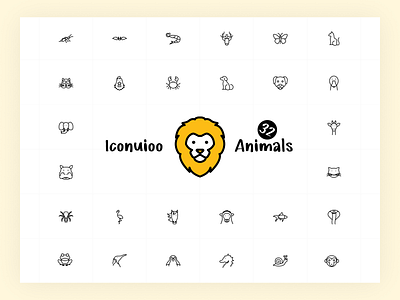 Iconuioo - Animals app icon design figma gumroad icon icon pack icon package icon set iconography icons illustration line line icons minimal package sketch stroke web icon