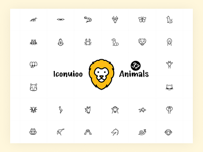 Iconuioo - Animals app icon design figma gumroad icon icon pack icon package icon set iconography icons illustration line line icons minimal package sketch stroke web icon
