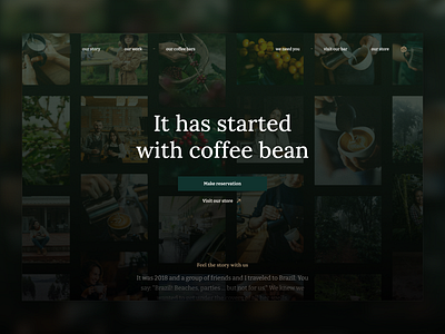 Coffee Bar - Hero variant 1 about button coffee coffee bean component content design figma header hero interface journey menu store story storytelling typography ui variant vibes