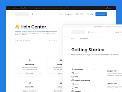 Help Center - Web - Exploration - 1 auto layout faq feature figma footer header help center helpcenter hero icons layout menu minimal modern section support theme typography web website