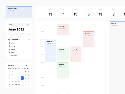 Calendar - UI Exploration administration button calendar components create event date date picker event figma flat icons input interface minimal modern picker schedule ui user interface week