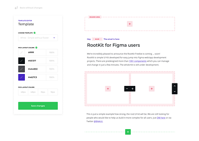 Email editor - Root UI Kit - Example 1 content dailyui designsystem editor email email campaign figma freebie kit layout styles system ui pack ux web