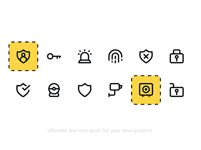 Security Icon Pack alert bank camera design icon icon pack icon set iconography icons illustration key line icons minimal icons password safety security vector