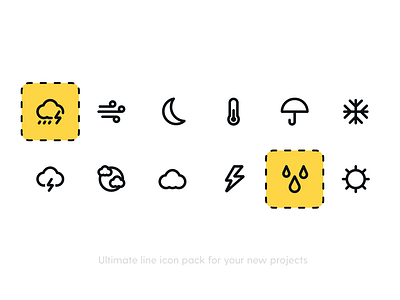 Weather Icon Pack design figma icon icon set iconography icons illustration line icons snow snowflake sun weather weather app weather icon