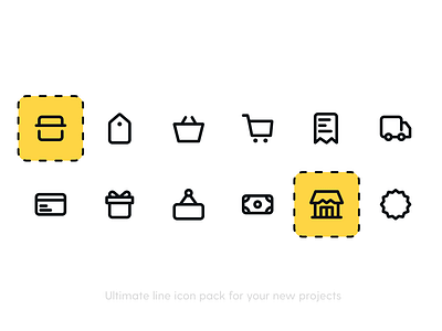 eCommerce Icon Pack app badge card cart commerce credit card delivery discount ecommerce flat icon gift icons invoice line icon money shipping shop store tag