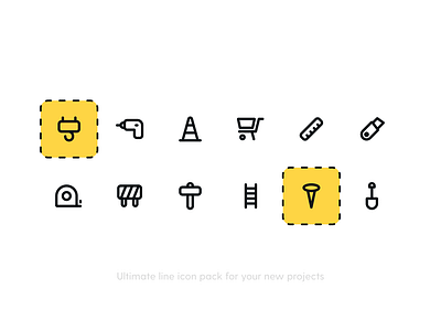 Construction Icon Pack design icon icon pack iconography icons icons pack illustration line line icons vector