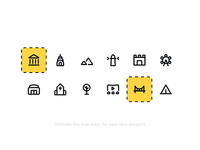 Places Icon Pack church free design free icons freebie icon icon pack icon set iconography icons line icons park places product tent ui