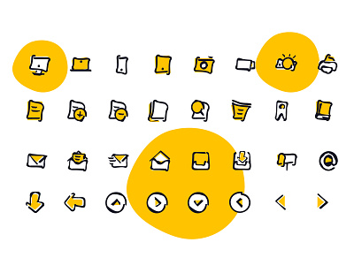 Creative Icon Pack arrows assets book camera creative creative design divce email icon icon set iconography icons illustrations line icons premium yellow