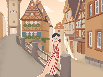 European Illustration Series-In Germany cute design art germany illustration tourism woman