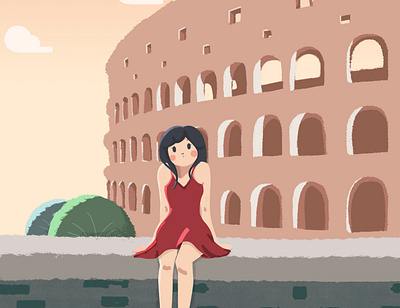 European Illustration Series-In rome branding cute design art illustration rome travel woman