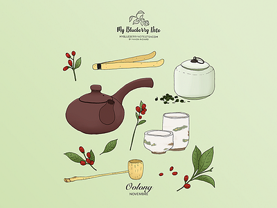 Oolong Tea set ceramic china design drawing graphic illustration oolong tea tea ceremony tea pot tea time tradition