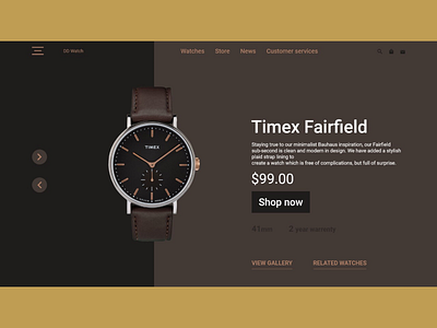 Timex watch ui photoshop ui web design