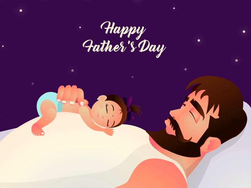 Fathers Day 2d after effect animation baby branding character character design fathers day icon illustration motion graphics night sleep special day vector