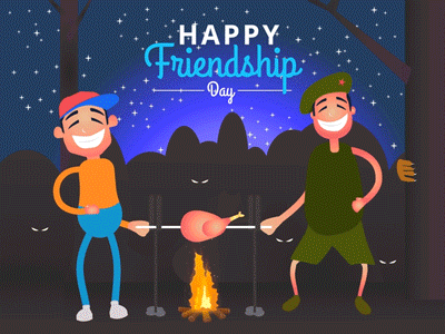 Friendship Day 2d animation character design friendship motion graphics night special day