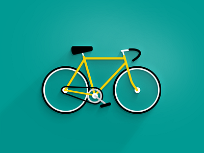 Just a bike bicycle bike black flat icon illustration shadow simple white yellow