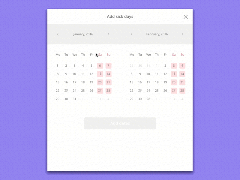 Date picker animation (wireframe)