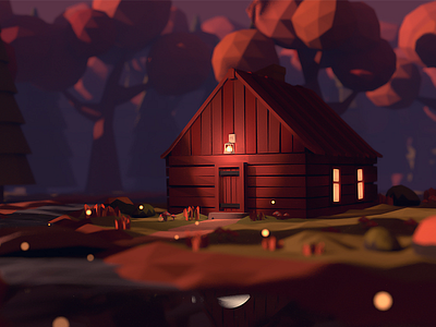 Cabin in the woods - Low poly
