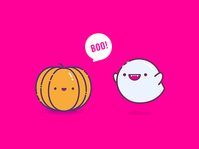 Cute Halloween boo cute ghost halloween illustrations pink pumpkin