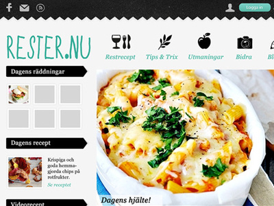 Rester.nu website app food icons interface recipes ui web website