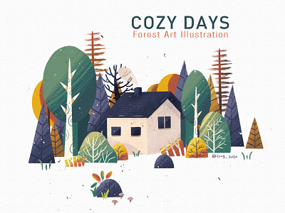 Forest Art Illustration03 house illustration 房子 房屋 插图 插画 风景