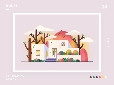 House-04 house illustration 夕阳 插图 风景