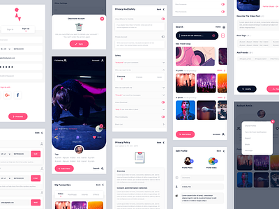 Tok App app card view category color design help ui icon interface ios login page minimal mobile music privacy policy profile settings tik tok clone typography ui vector